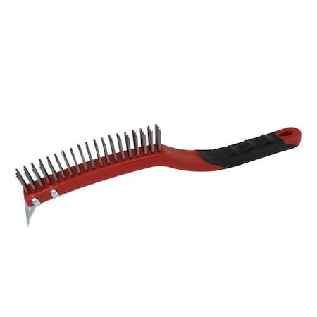 Warner Soft Grip 14" Steel Wire Brush with Scraper, 3x13 Bristle Row 3410482
